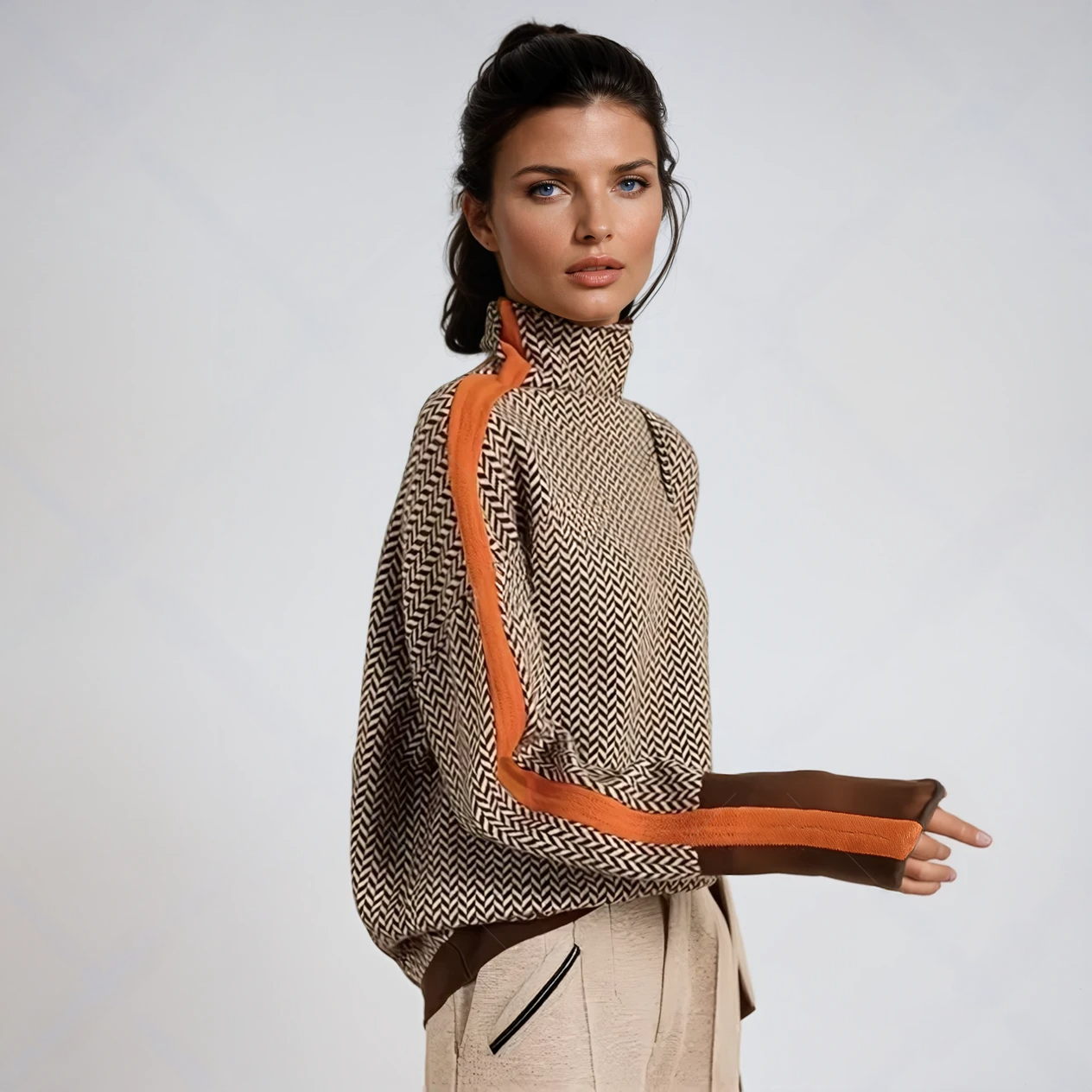 Malou™ | Maglione a collo alto con vistose righe a contrasto